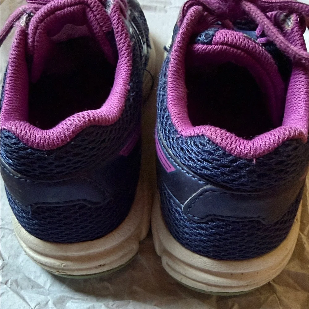 ASICS Navy and Magenta Kids Athletic Running Shoes